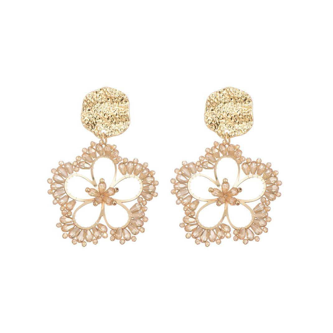 OORBELLEN BEIGE BLOEM