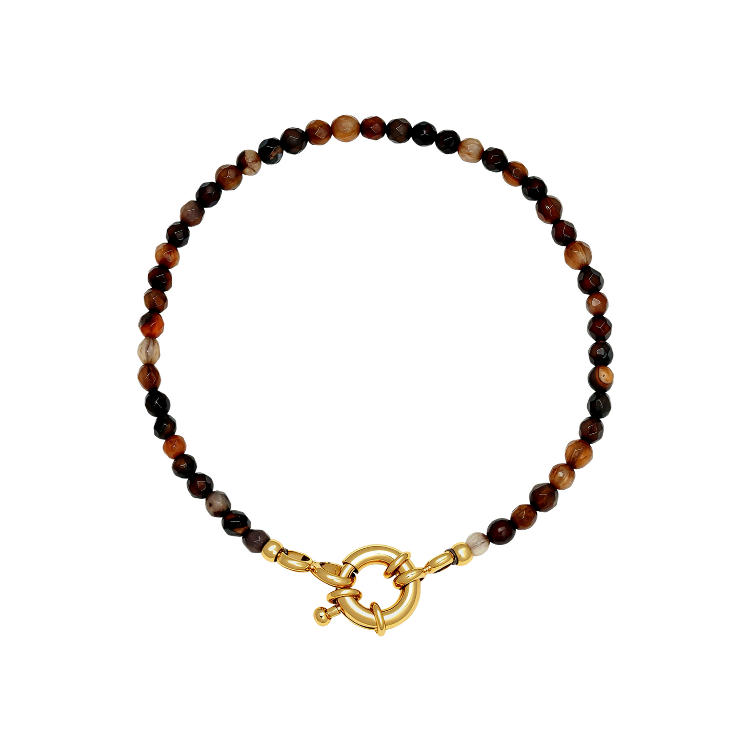 ARMBAND BRUINE KRALEN MET RONDE SCHAKEL