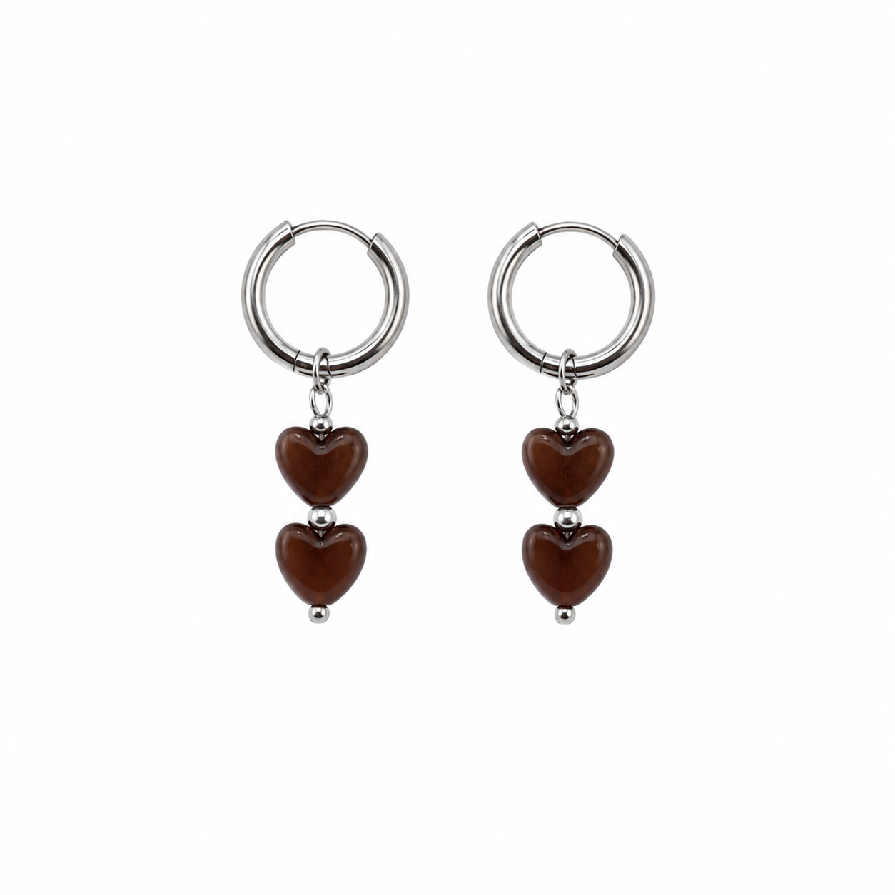 OORBELLEN BROWN HEARTS