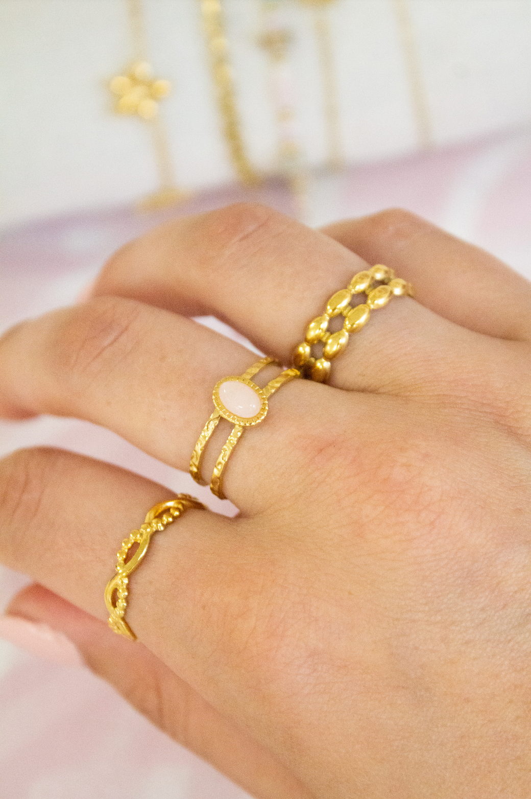 RING ROZE STEEN