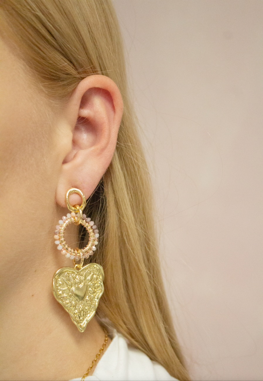 OORBELLEN PINK HEART