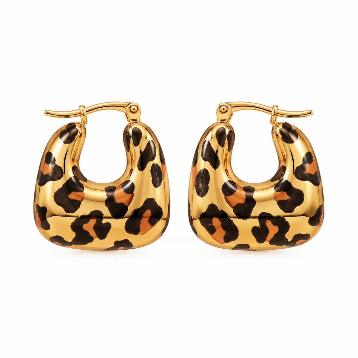 GOUDEN OORBELLEN MET LUIPAARDPRINT – RVS