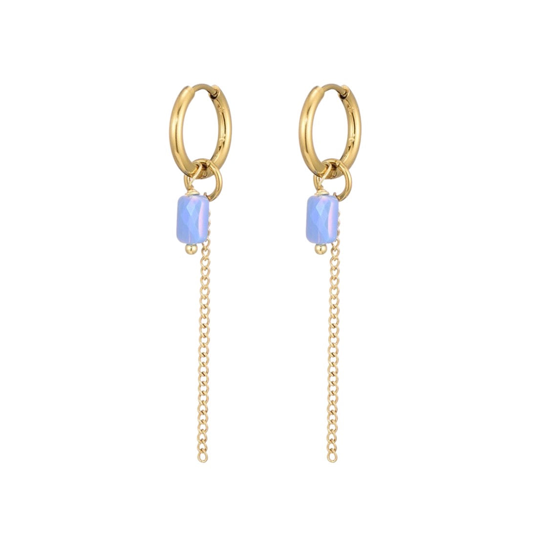 OORBELLEN LANGE KETTING ROZE