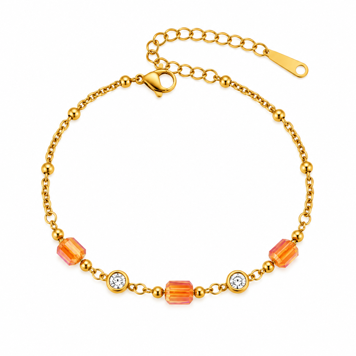 GOUDEN ARMBAND MET KRALEN EN STRASS STEENTJES