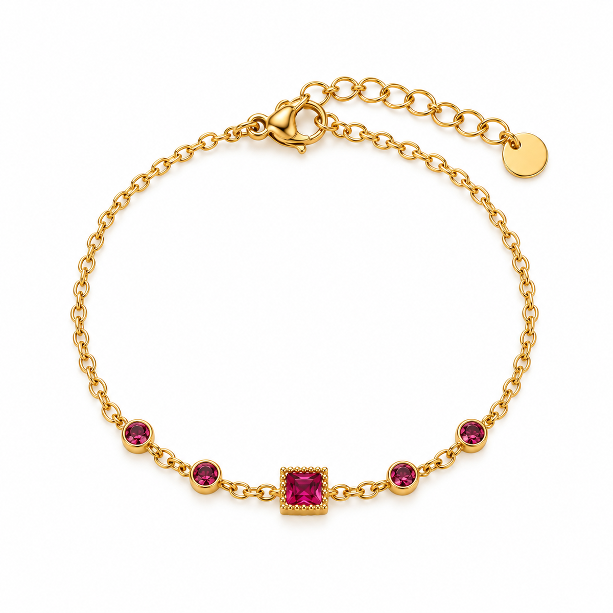 GOUDEN ARMBAND MET DONKERROZE STEENTJES – STAINLESS STEEL