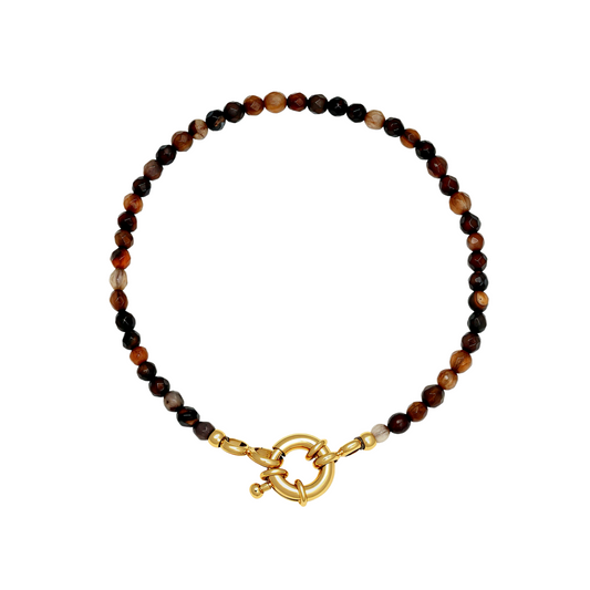 ARMBAND BRUINE KRALEN MET RONDE SCHAKEL