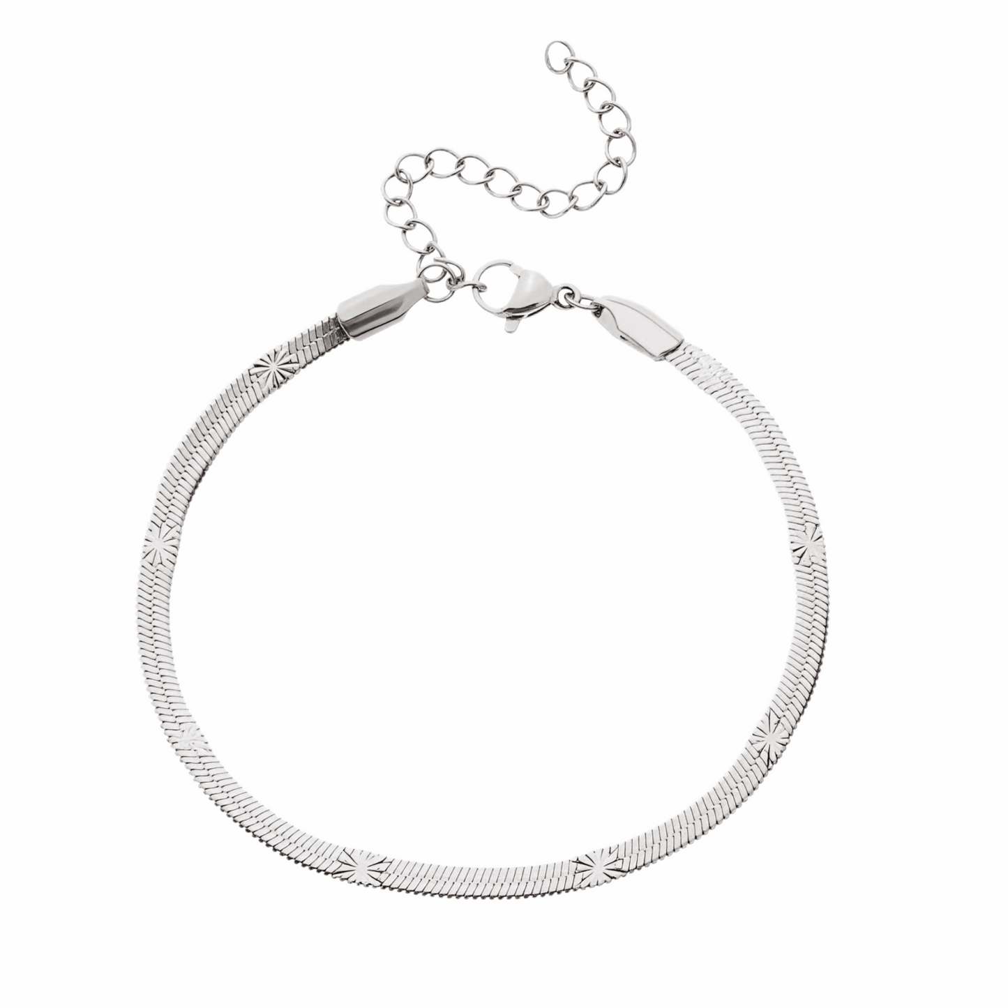 ARMBAND PLATTE SCHAKEL MET STERRETJES