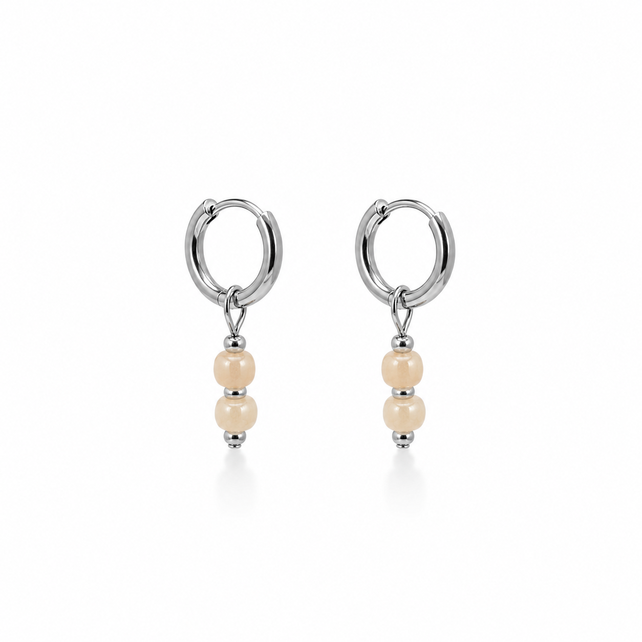 OORBELLEN BEIGE BEADS