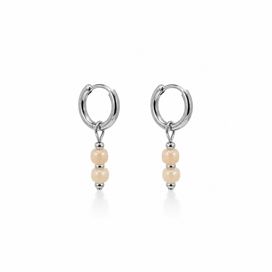 OORBELLEN BEIGE BEADS