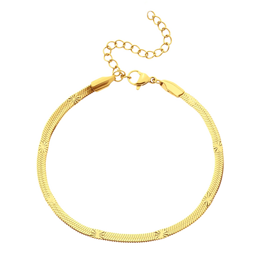 ARMBAND PLATTE SCHAKEL MET STERRETJES