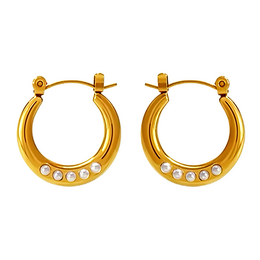 OORBELLEN PEARL HOOPS