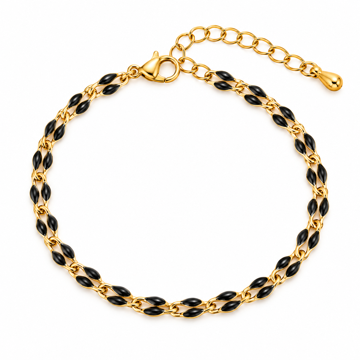 GOUDEN ARMBAND MET ZWARTE SCHAKELS – RVS