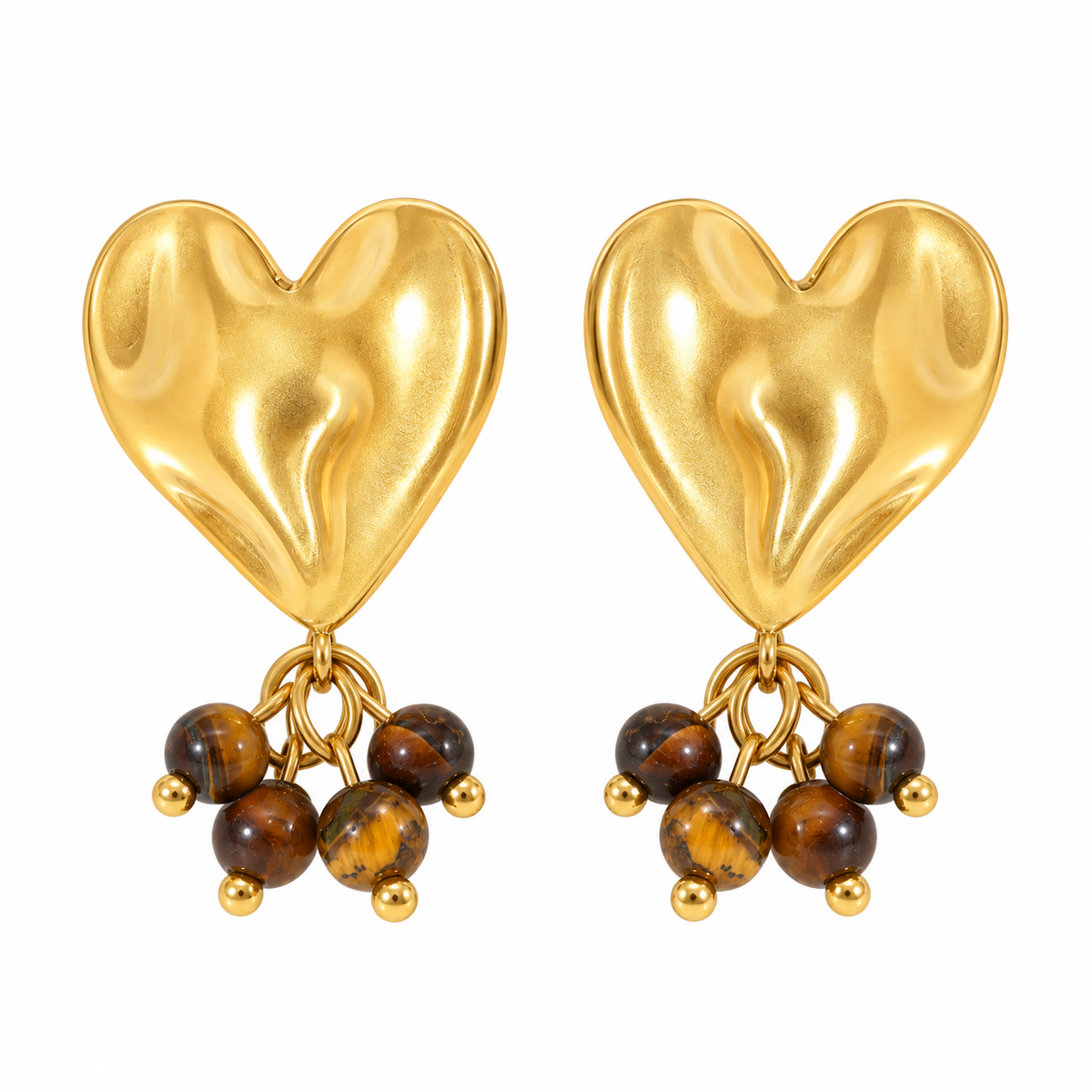 OORBELLEN BROWN HEART