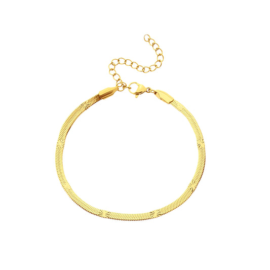 ARMBAND PLATTE SCHAKEL MET STERRETJES