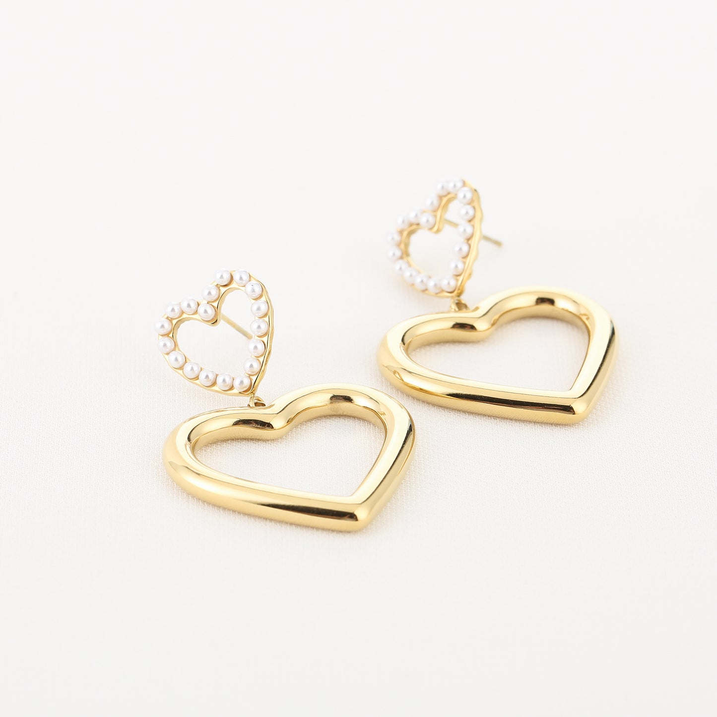 OORBELLEN PEARL HEART
