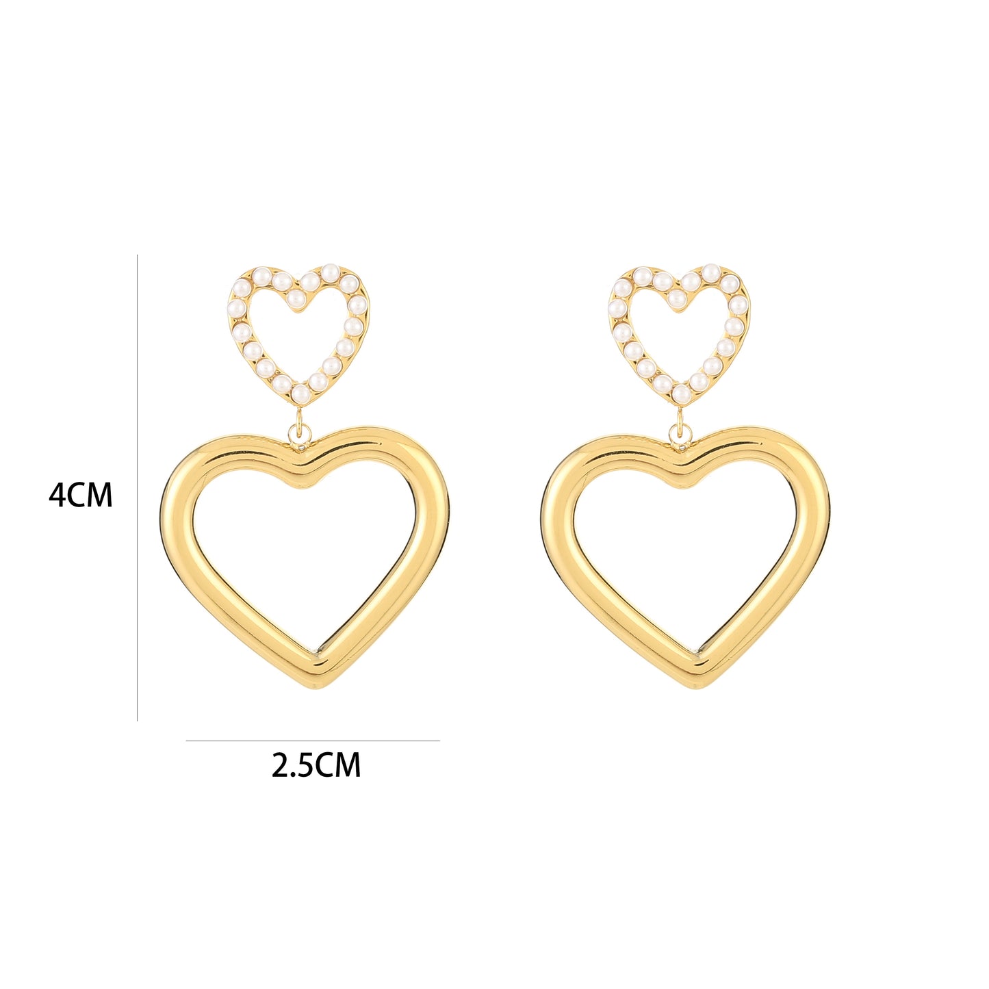 OORBELLEN PEARL HEART