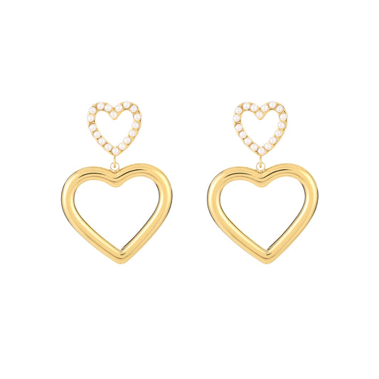OORBELLEN PEARL HEART