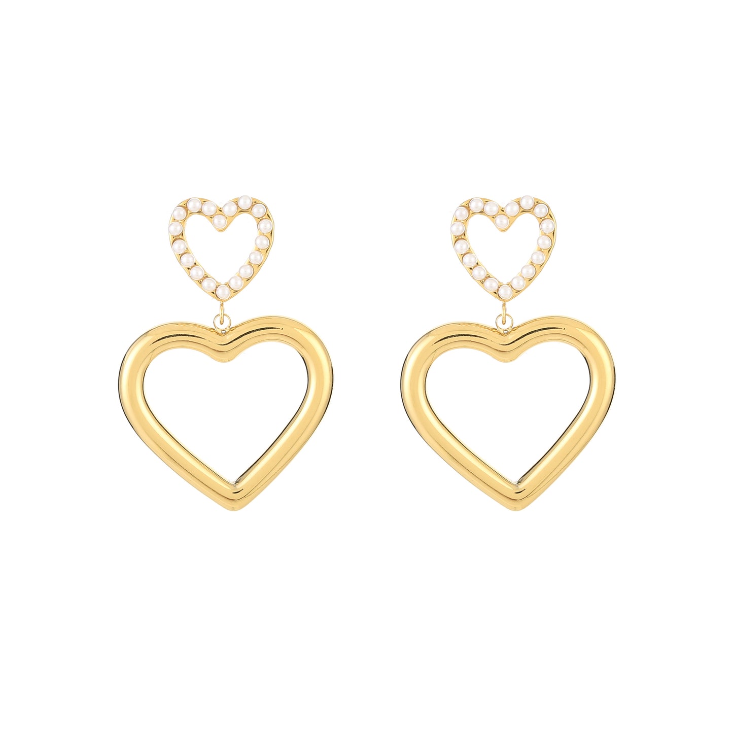 OORBELLEN PEARL HEART